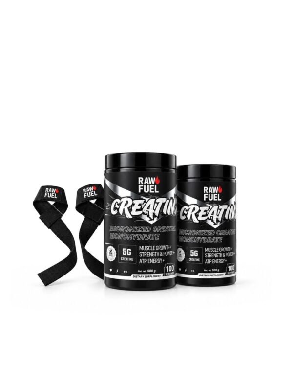 2Creatine 500 gm - 200 Serving + 2 old school strap